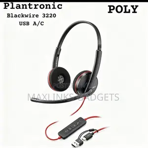 Plantronics - Blackwire 3220 - Wired Dual-Ear Headset With Boom Mic
