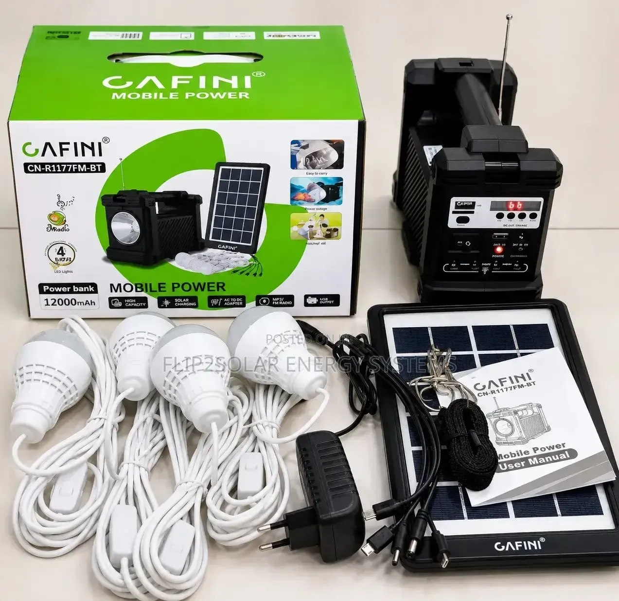 Cafini Solar Lighting Kit + Mp3 Player