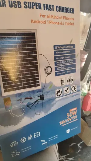 50w Solar Panel for Cgafhing Phone, Laptops, Electric Bike and More
