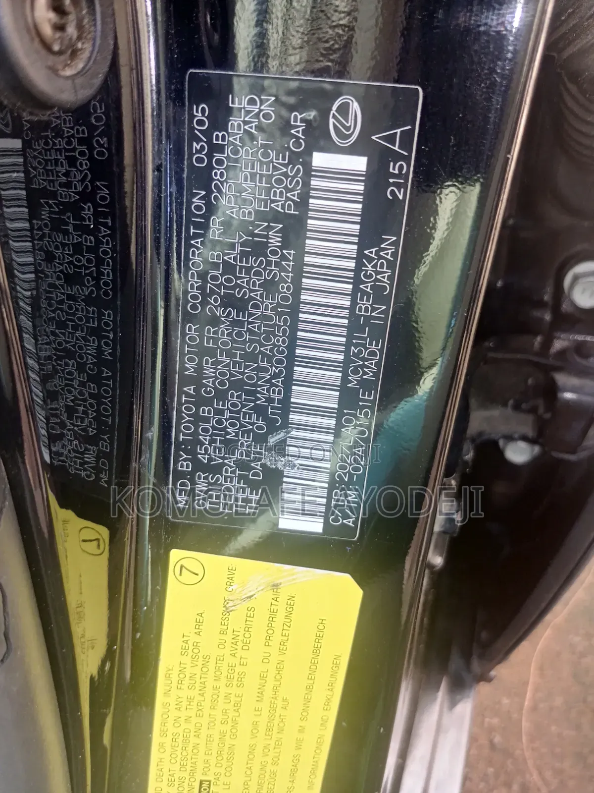 Lexus ES 2005 Black