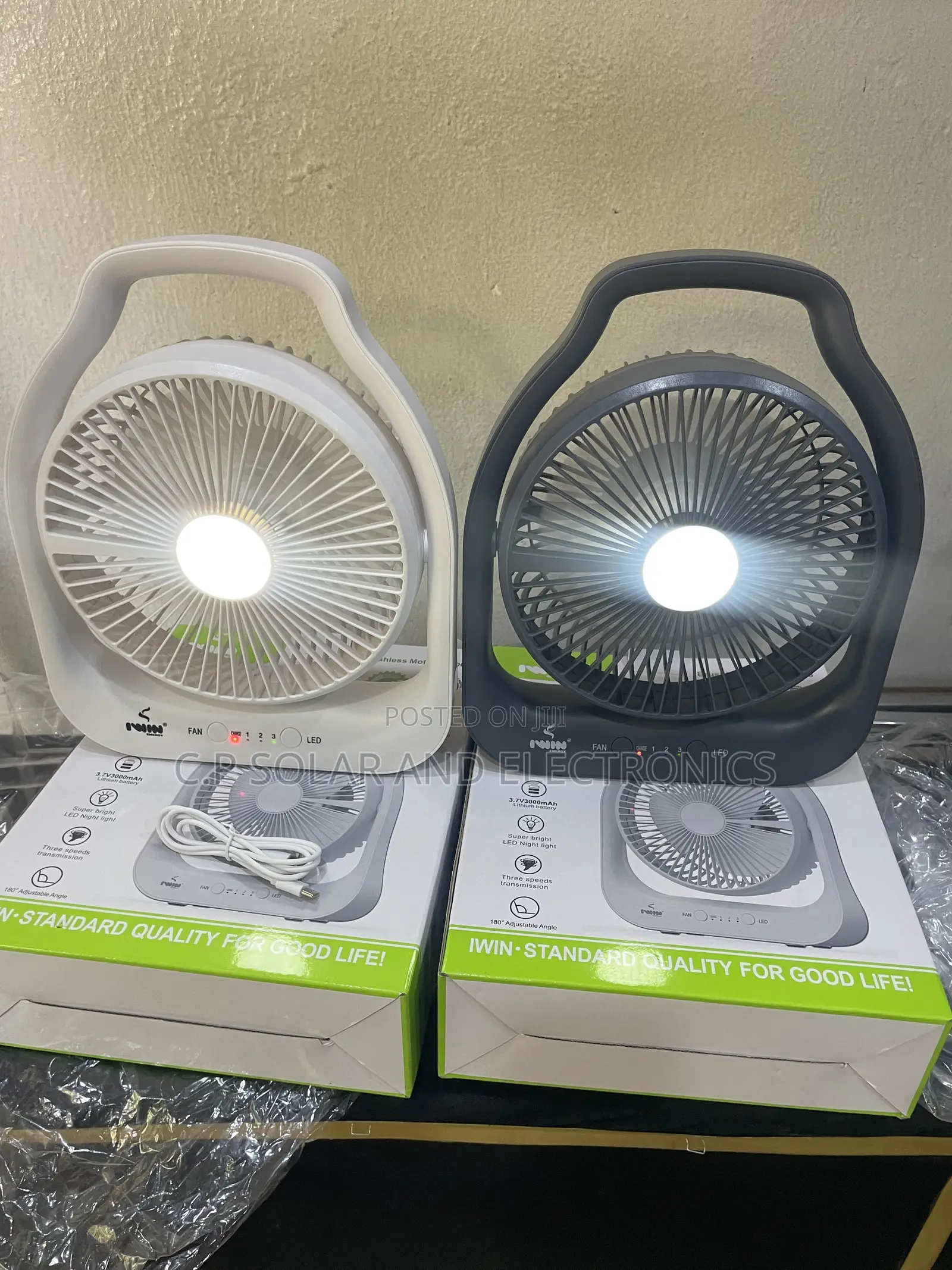 Rechargeable Solar Fan With Light