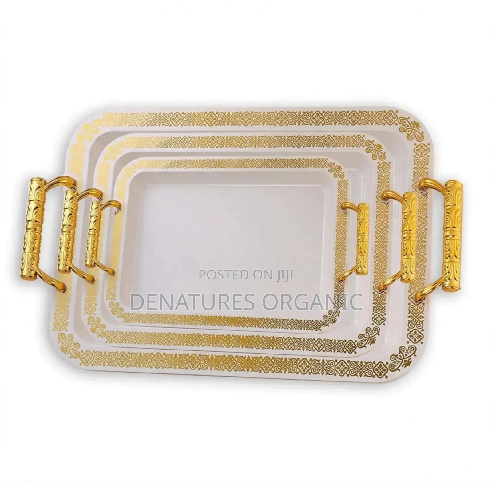 Luxury White & Gold Serving Tray Set