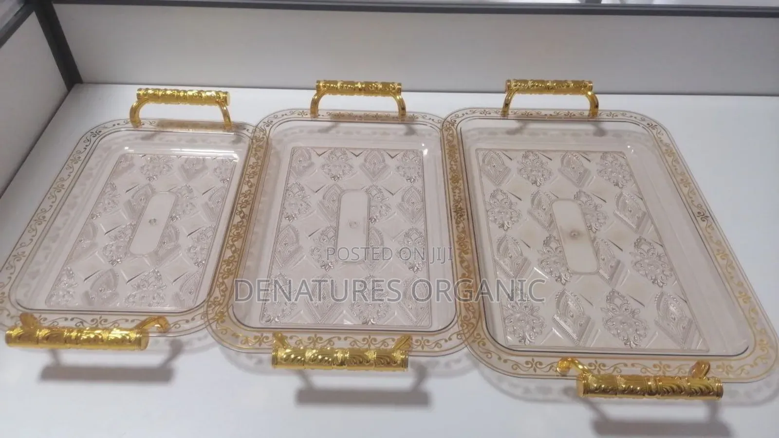Luxury White & Gold Serving Tray Set