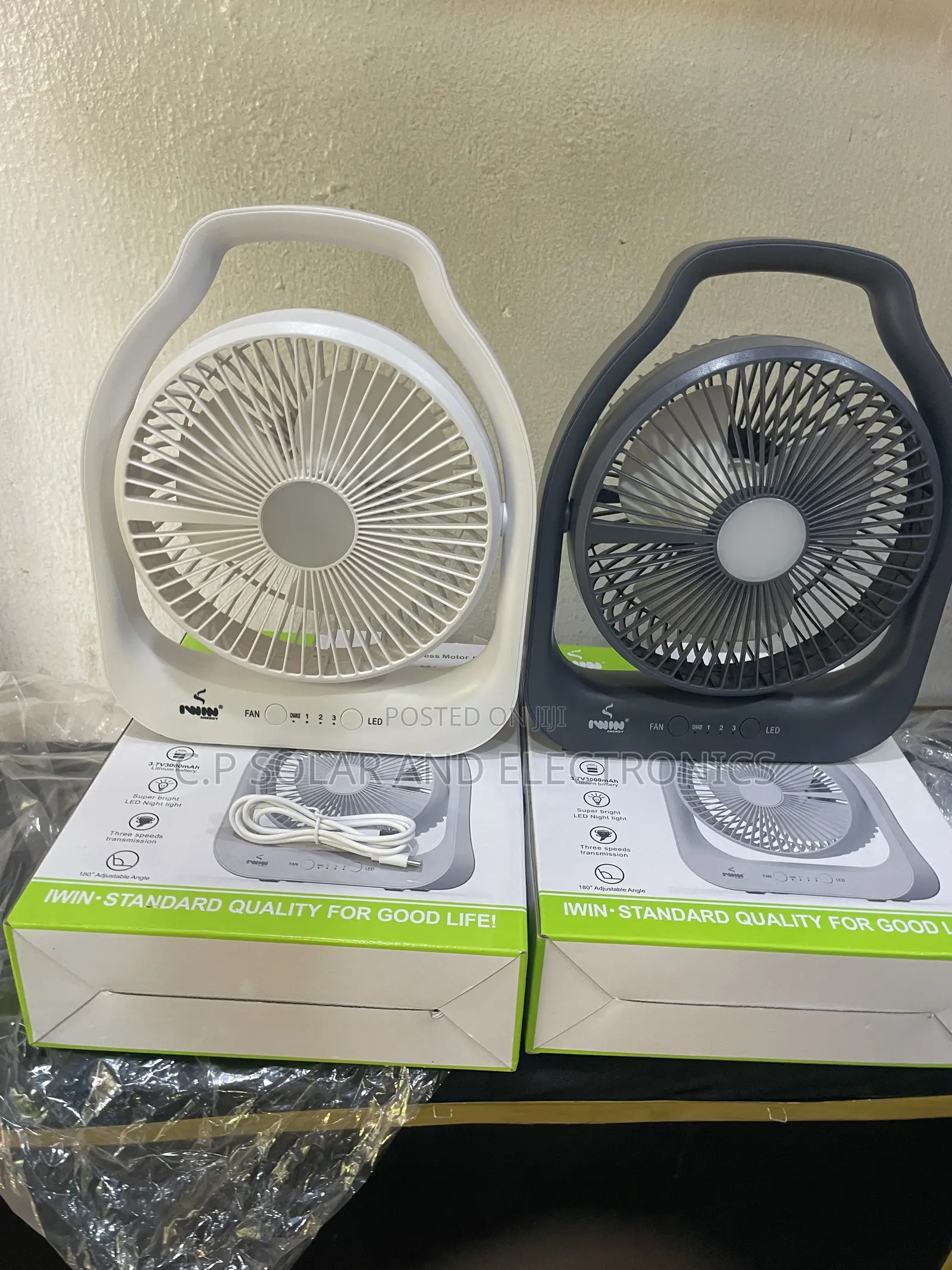 Solar Rechargeable Fan With Light