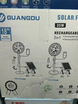 Solar Rechargeable Standing Fan With 35w Solar Panel