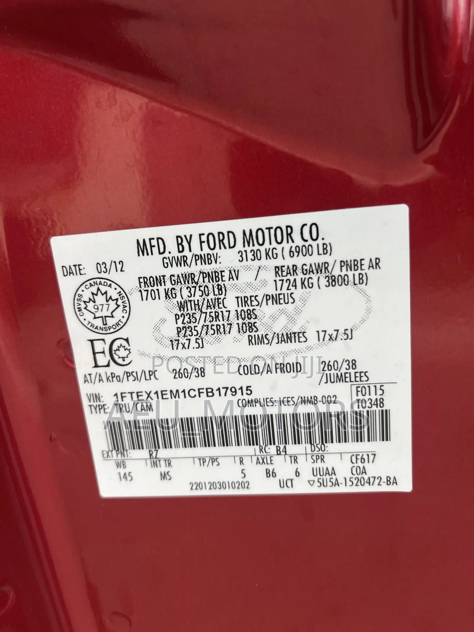 Ford F-150 FX4 2012 Red