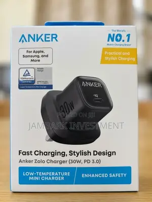 Anker Zolo Charger - 30W (Without Cable) - Black