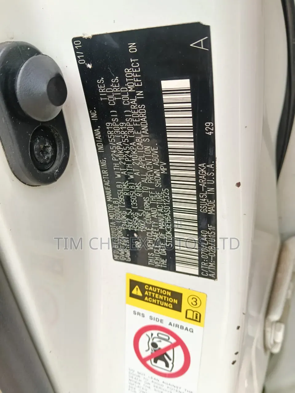 Toyota Highlander Limited 2010 White