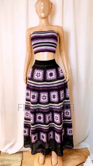 Granny Square Flare Skirt and Tube Top ( Two Piece Outfit)