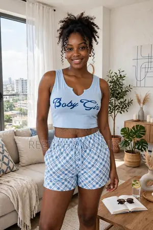 Women’s Crop Tank & Plaid Shorts Lounge Set
