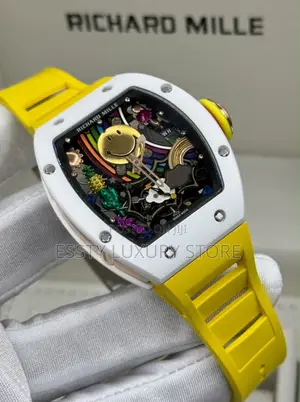 ORIGINAL RICHARD MILLE RM 07-01Colored Ceramic-White Case,Yellow Strap