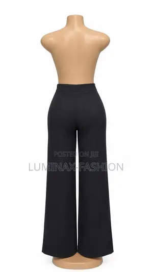 High-Waisted Red Wide-Leg Pants With Gold Statement Belt