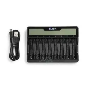 8-Bay AA/AAA Battery Charger With USB Power - Black