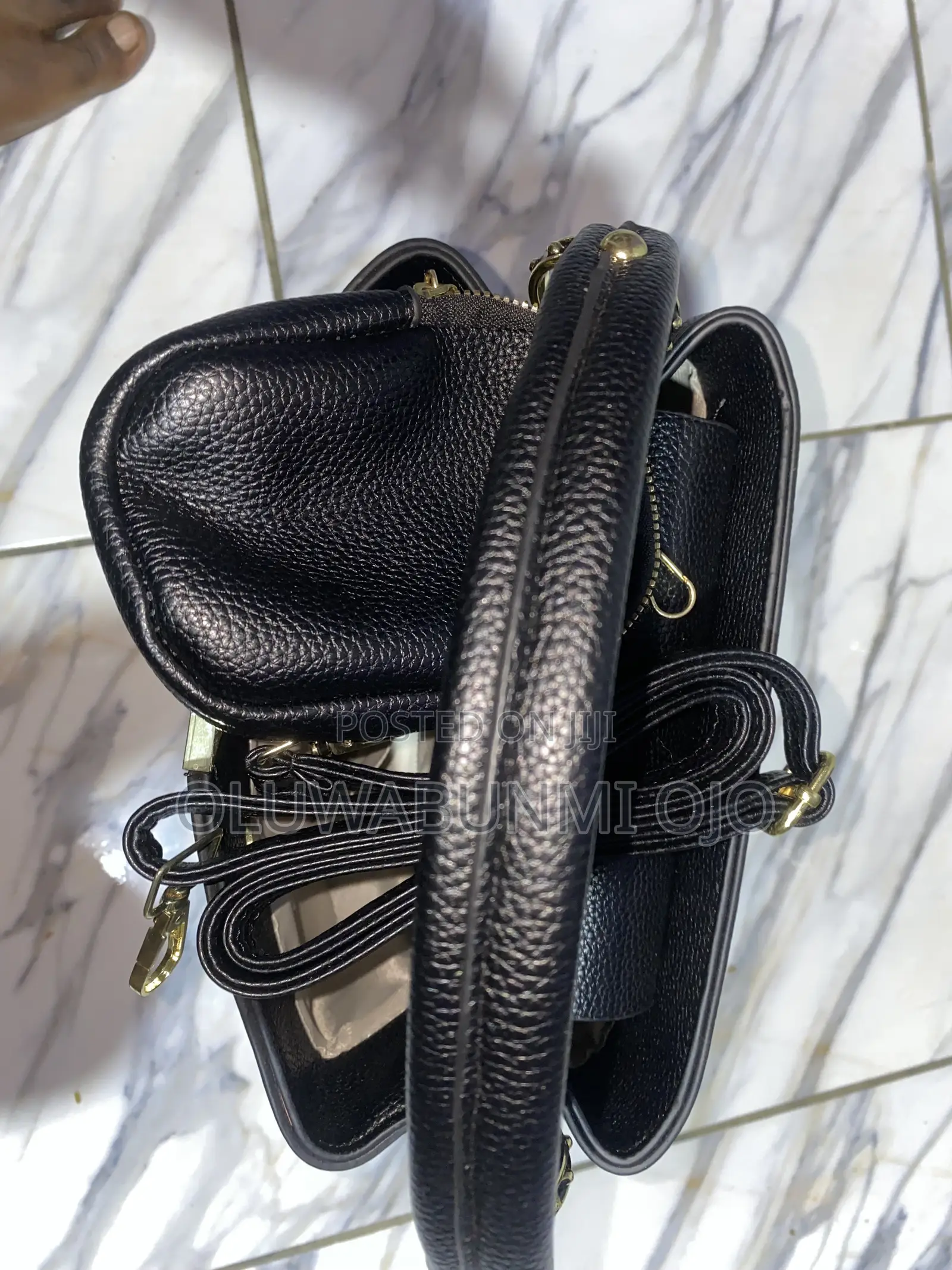 Quality Leather Black Midi Bag