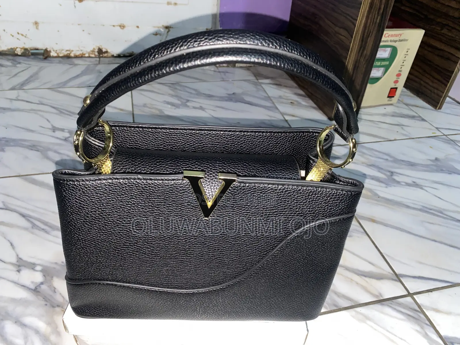 Quality Leather Black Midi Bag