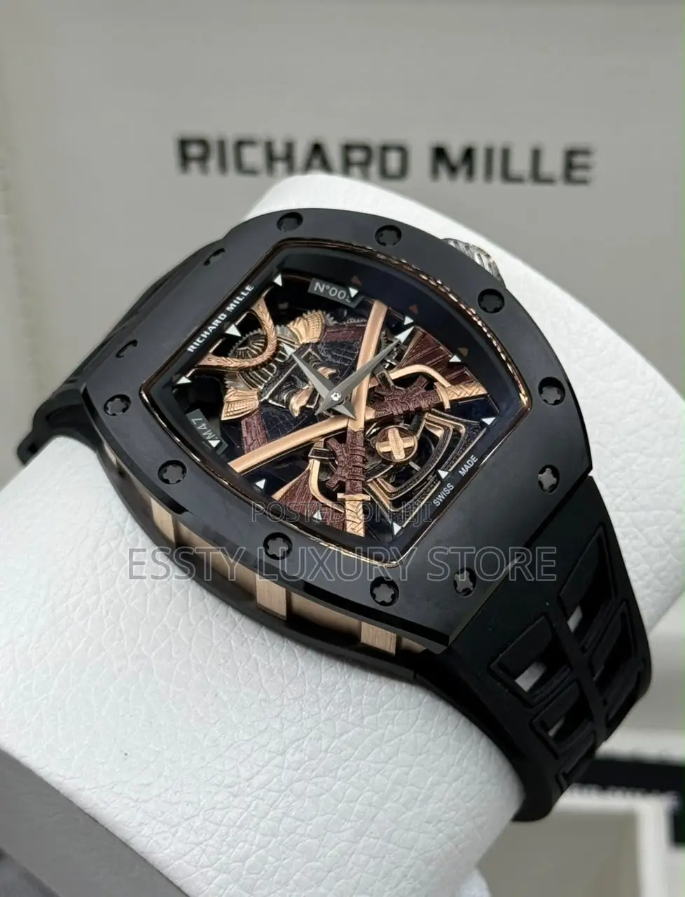 Original Luxury Richard Mille Men Rubber Strap Watch