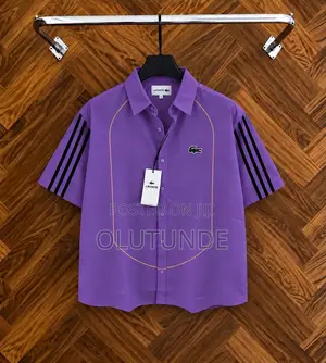 Men’s Purple Designer Short-Sleeve Shirt
