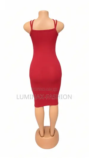 Women’s Elegant Sleeveless Bodycon Dress With Pearl-Studded Straps