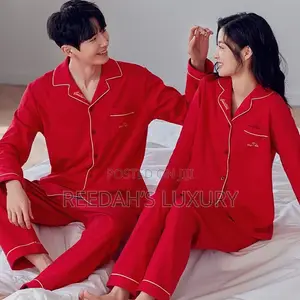 Classic Red Button Down Unisex Pyjamas Set