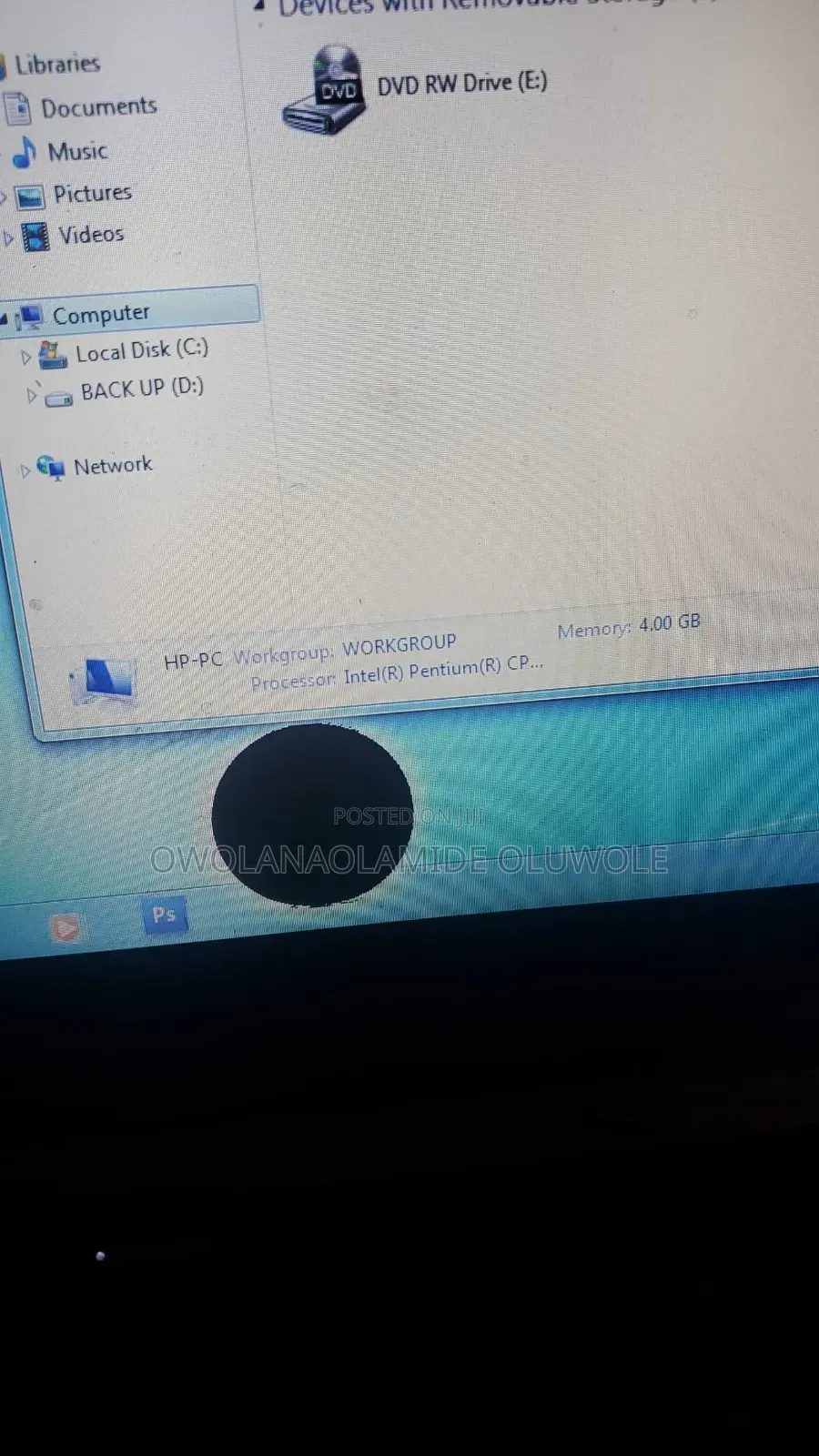 Laptop HP 4GB Intel HDD 512GB