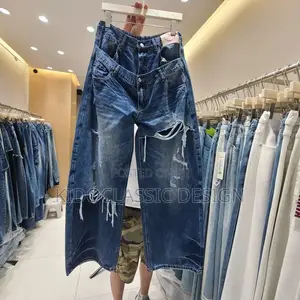 Women’s Mixed Step Button Jeans Pants