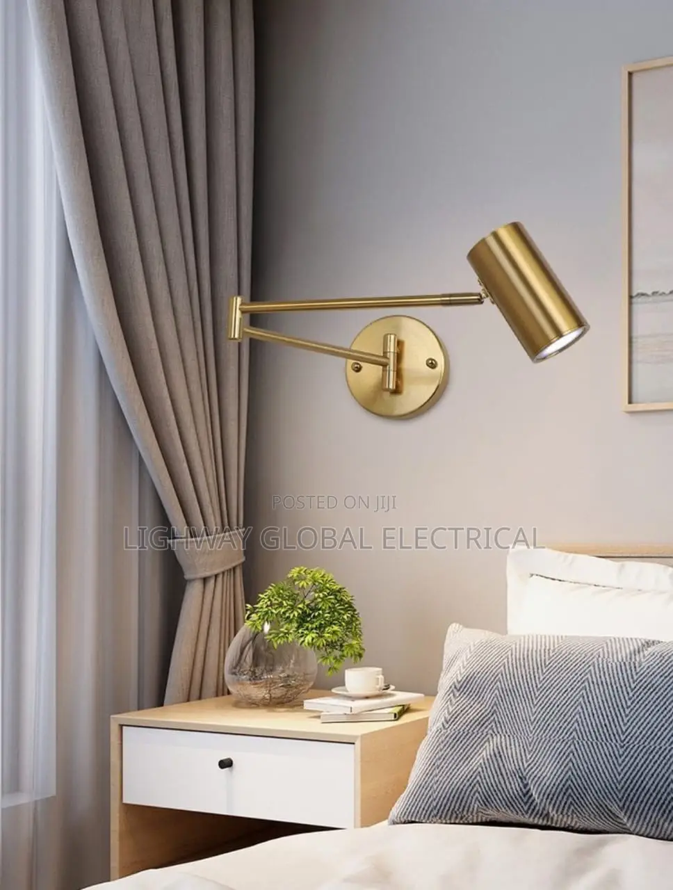 Bedside Bedroom Study Led Adjustable Double Section Swing Wall Lamp
