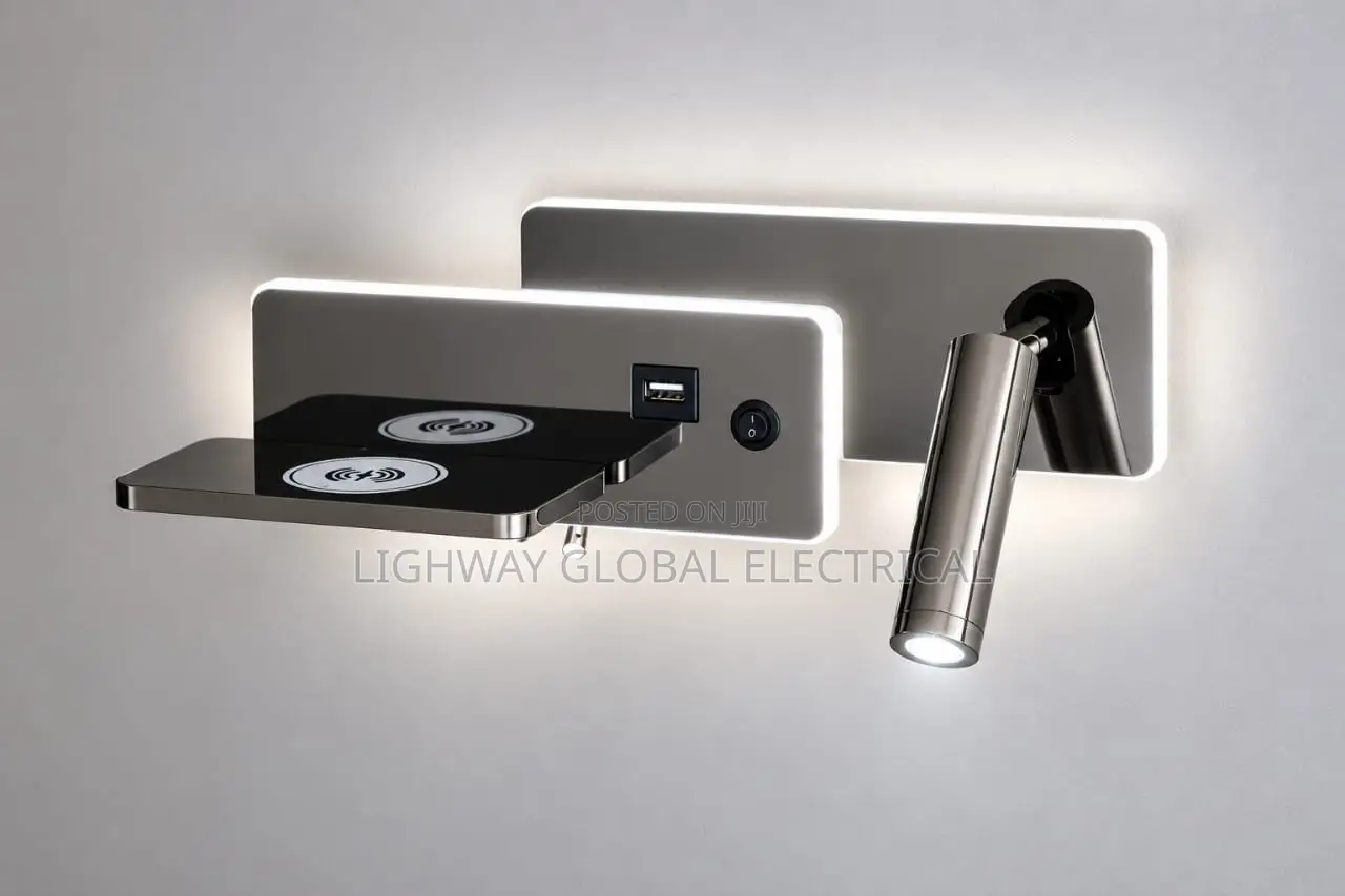 Led Adjustable Angle Wall Lamp With USB, Wire Less Charging Interface