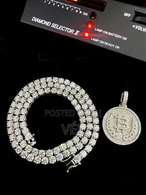 VVS Moissanite Diamond Bitcoin Pendant With Tennis Neckchain