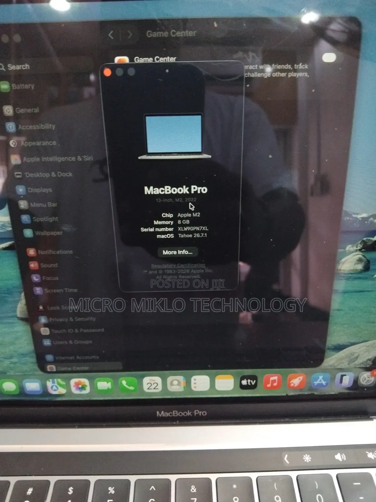 Laptop Apple MacBook Air 2022 M2 8GB Intel Core M2 SSD 256GB