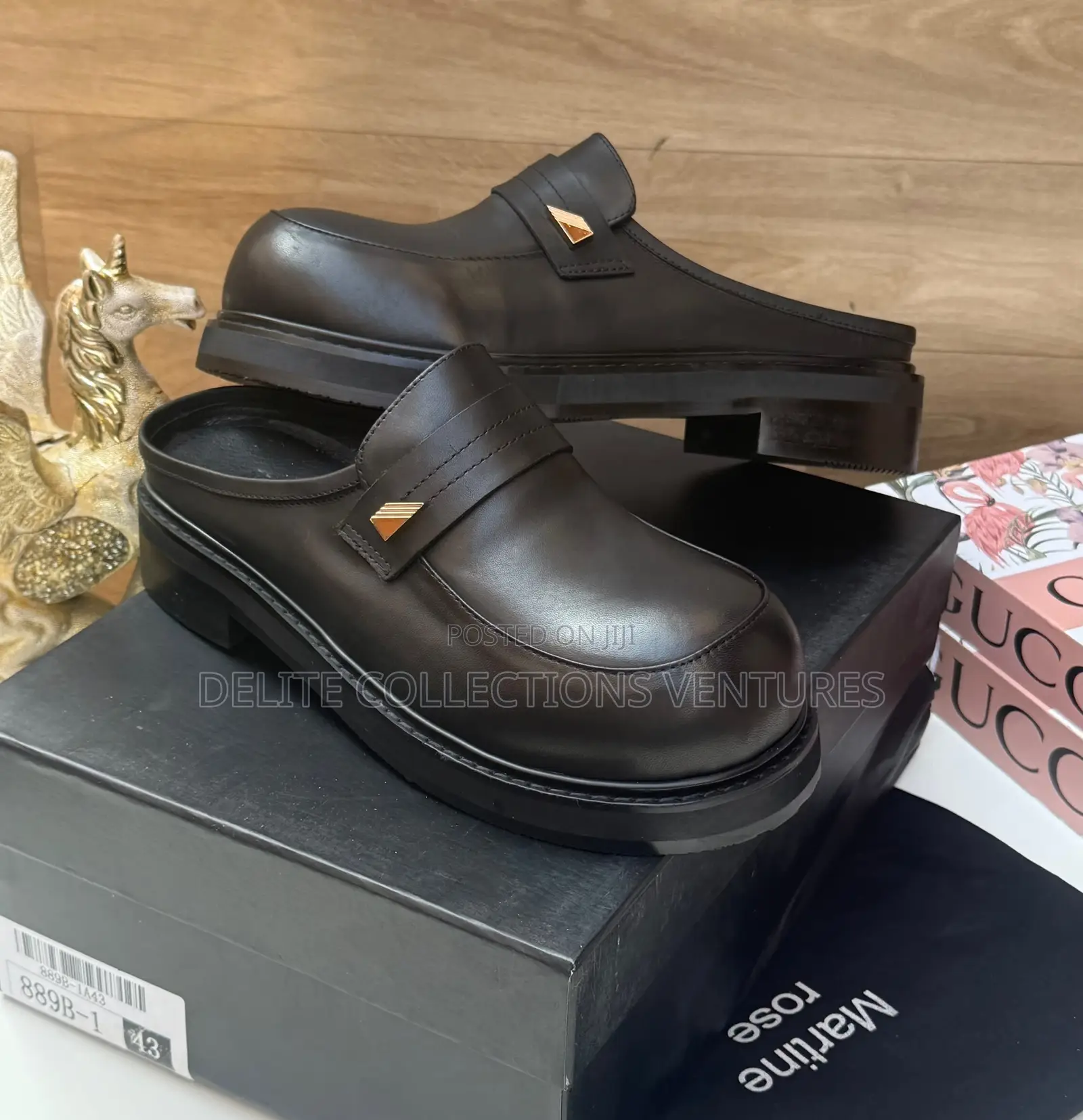*Martine Rose Bulb-Toe Leather Mule With Toe Box Small Metal
