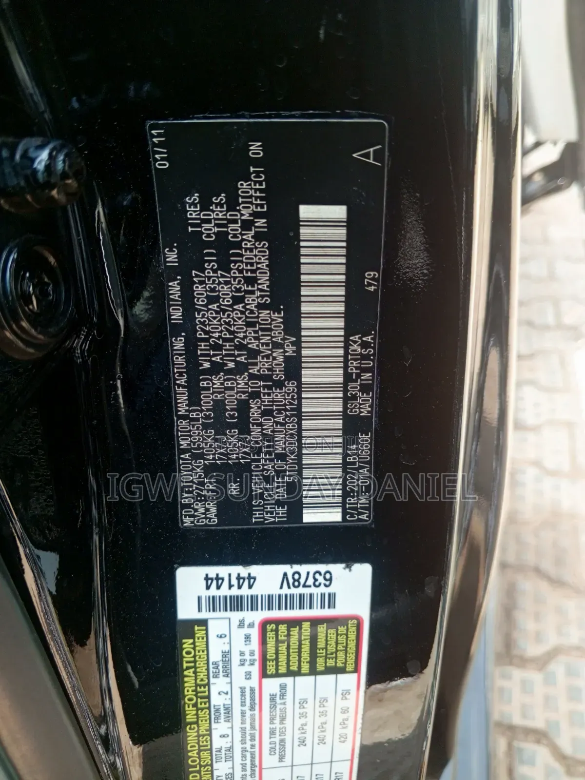 Toyota Sienna 2011 Black