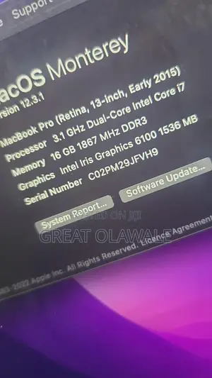 Laptop Apple MacBook Pro 2015 16GB Intel Core i7 SSD 512GB