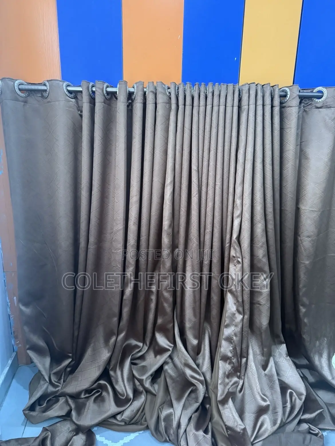 High Ceiling Dark Brown Curtains