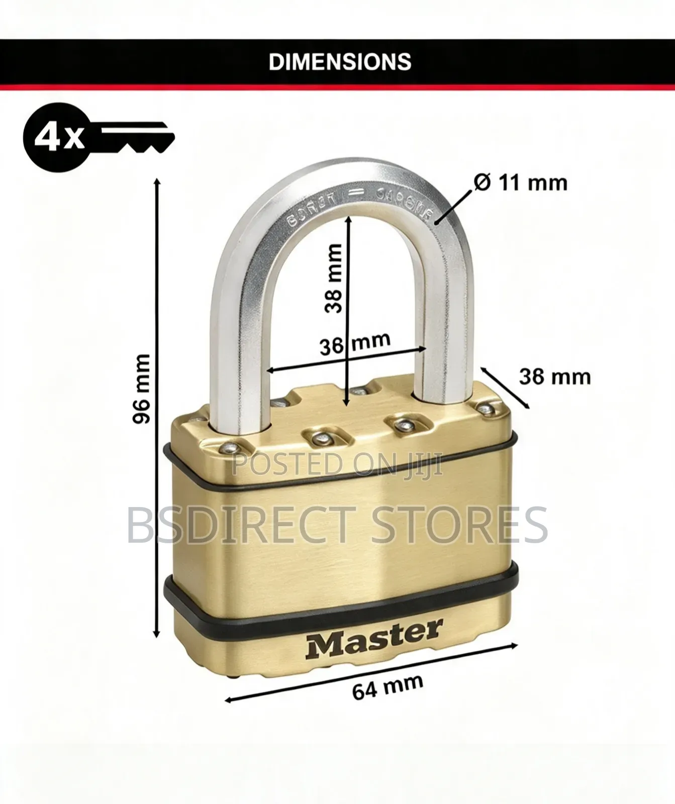 Master Lock Maximum Security 10 Brass Finish 64mm Padlock 38mm Shackle
