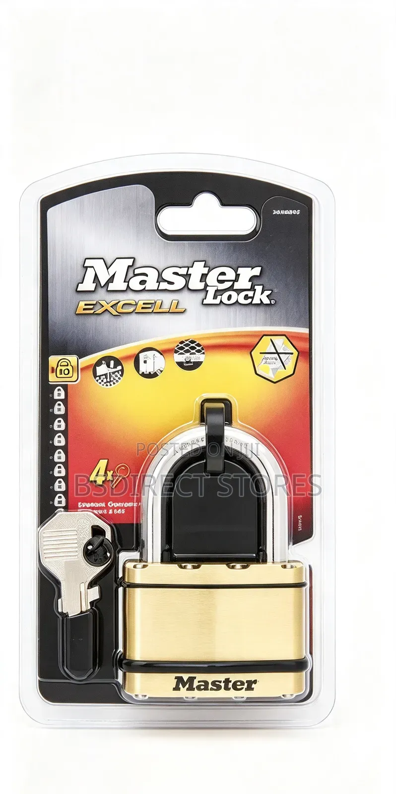 Master Lock Maximum Security 10 Brass Finish 64mm Padlock 38mm Shackle