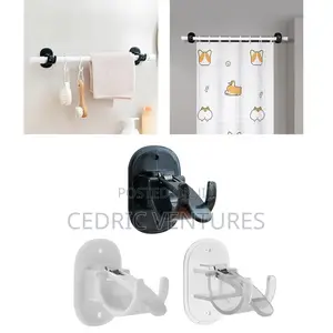 No Drill Curtain Rod Holder Hangers - Self Adhesive Hook - 2pcs