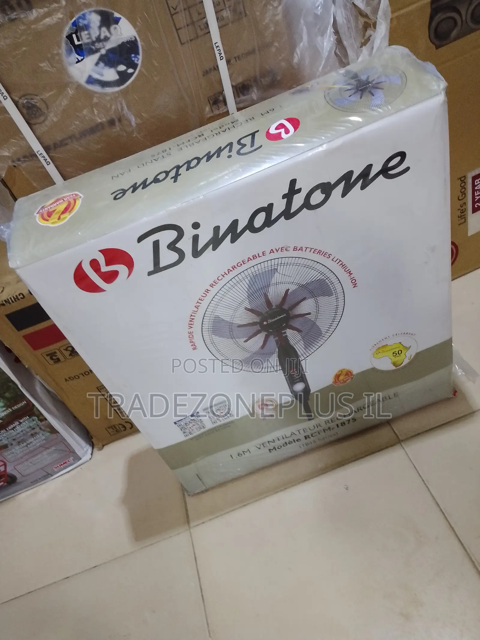 Powerful Binatone Rechargeable Pedestal Fan RCM-1875 1.6m