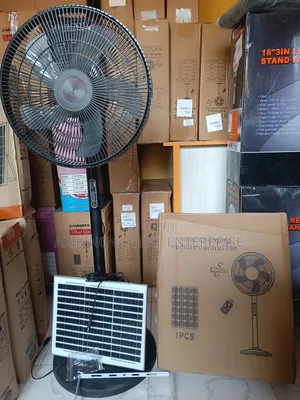 Solar-Powered Standing Fan With Remote Control and Solar Panel