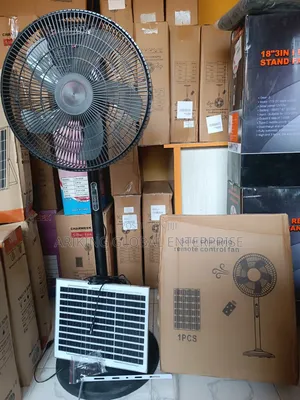 Solar-Powered Standing Fan With Remote Control and Solar Panel