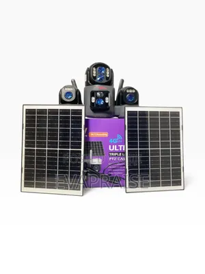 4G LTE Solar-Powered Triple-Lens PTZ Security Camera With Solar Panel