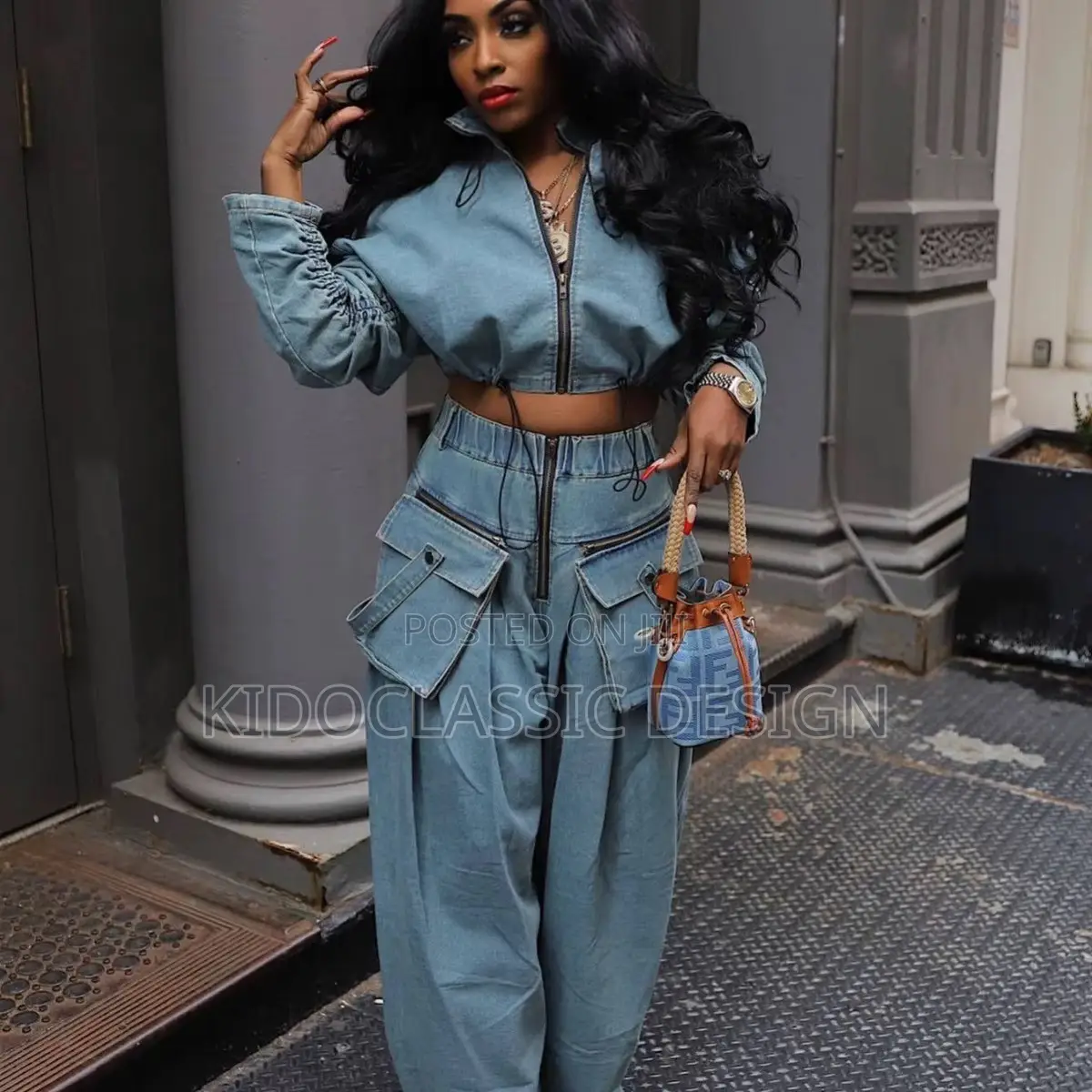 Women’s Cargo Jeans Denim Set