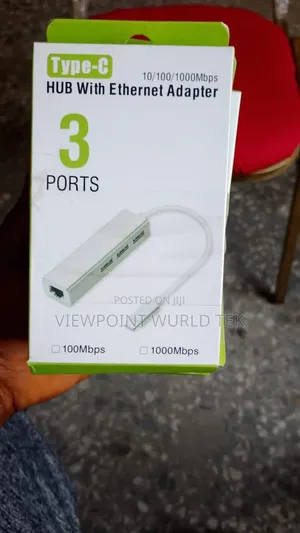 Type-C Hub With an Ethernet Adapter + 3 USB Ports