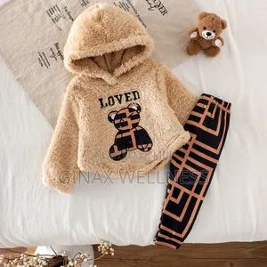 2-Piece Baby Girls Fluffy Hooded Sweater and Leggings Set (6-12months)