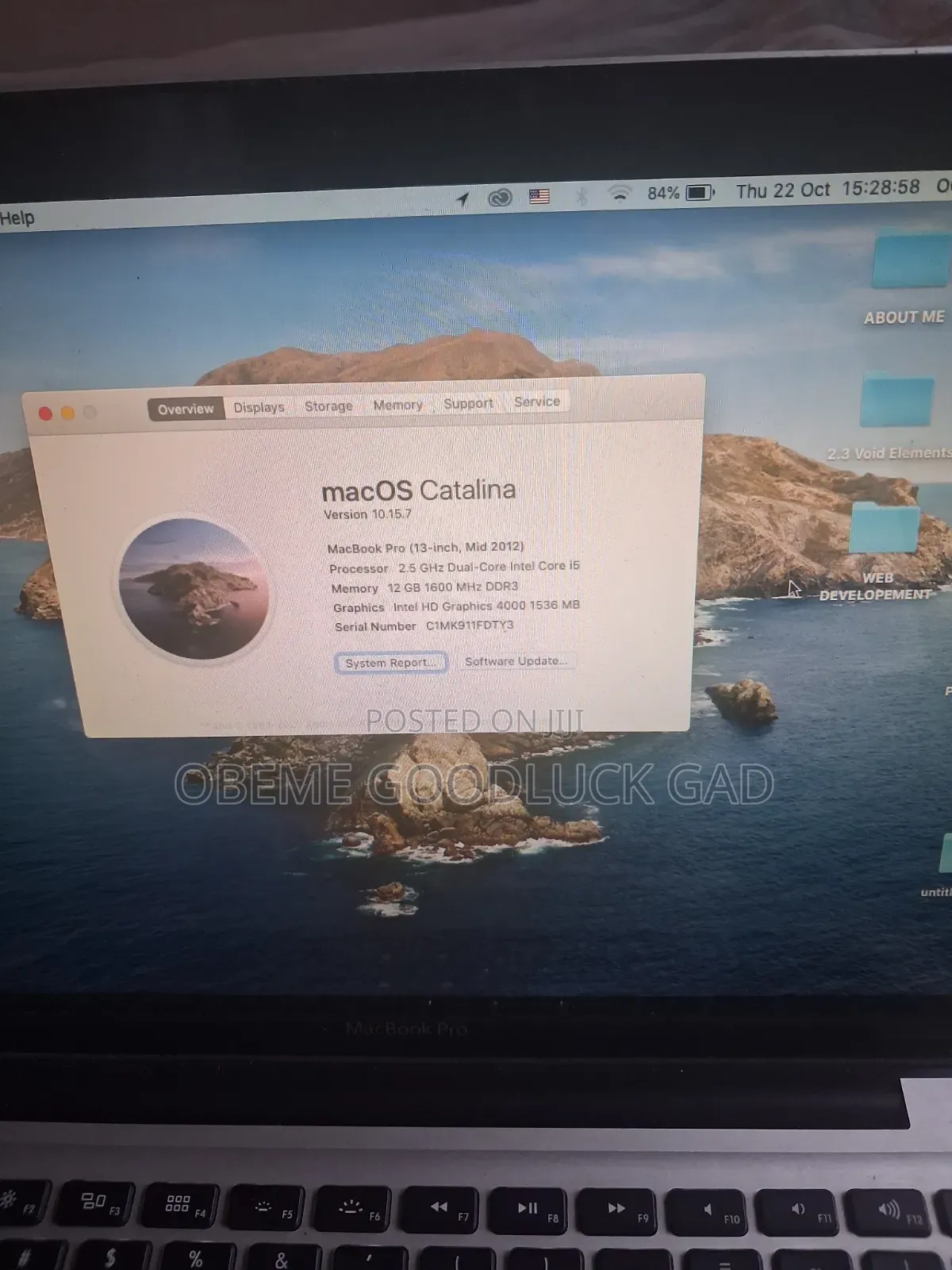 Laptop Apple MacBook Pro 2012 12GB Intel Core 5 SSD 512GB