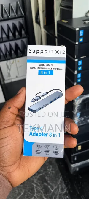 8-in-1 Type-C & USB 3.0 Hub Adapter - USB 3.0/2.0, SD/TF, Audio Jack