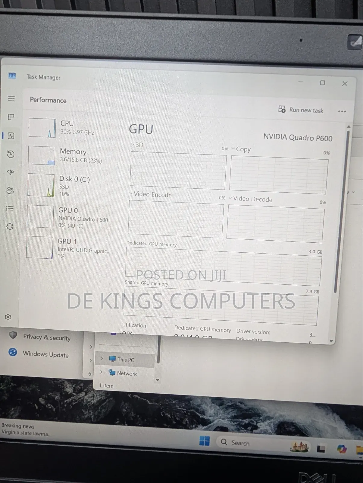 Laptop Dell Precision 5530 16GB Intel Core i7 SSD 512GB