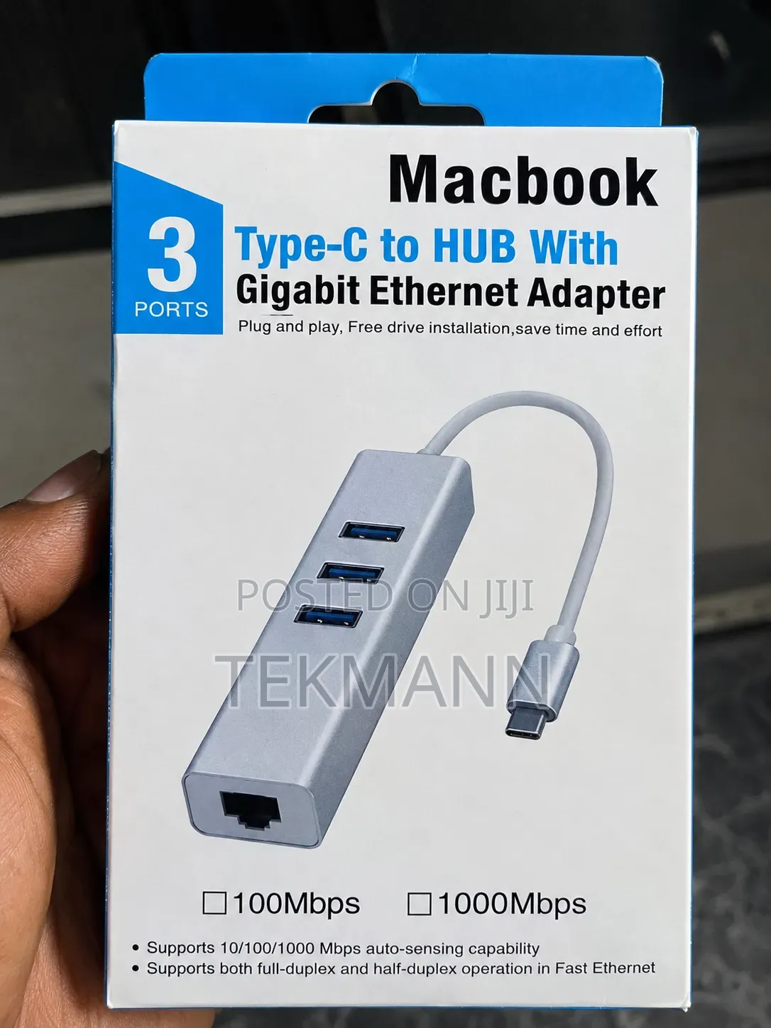 USB Type-C Hub 3-Port USB 3.0 With Gigabit Ethernet Adapter