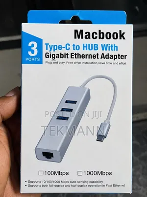 USB Type-C Hub 3-Port USB 3.0 With Gigabit Ethernet Adapter
