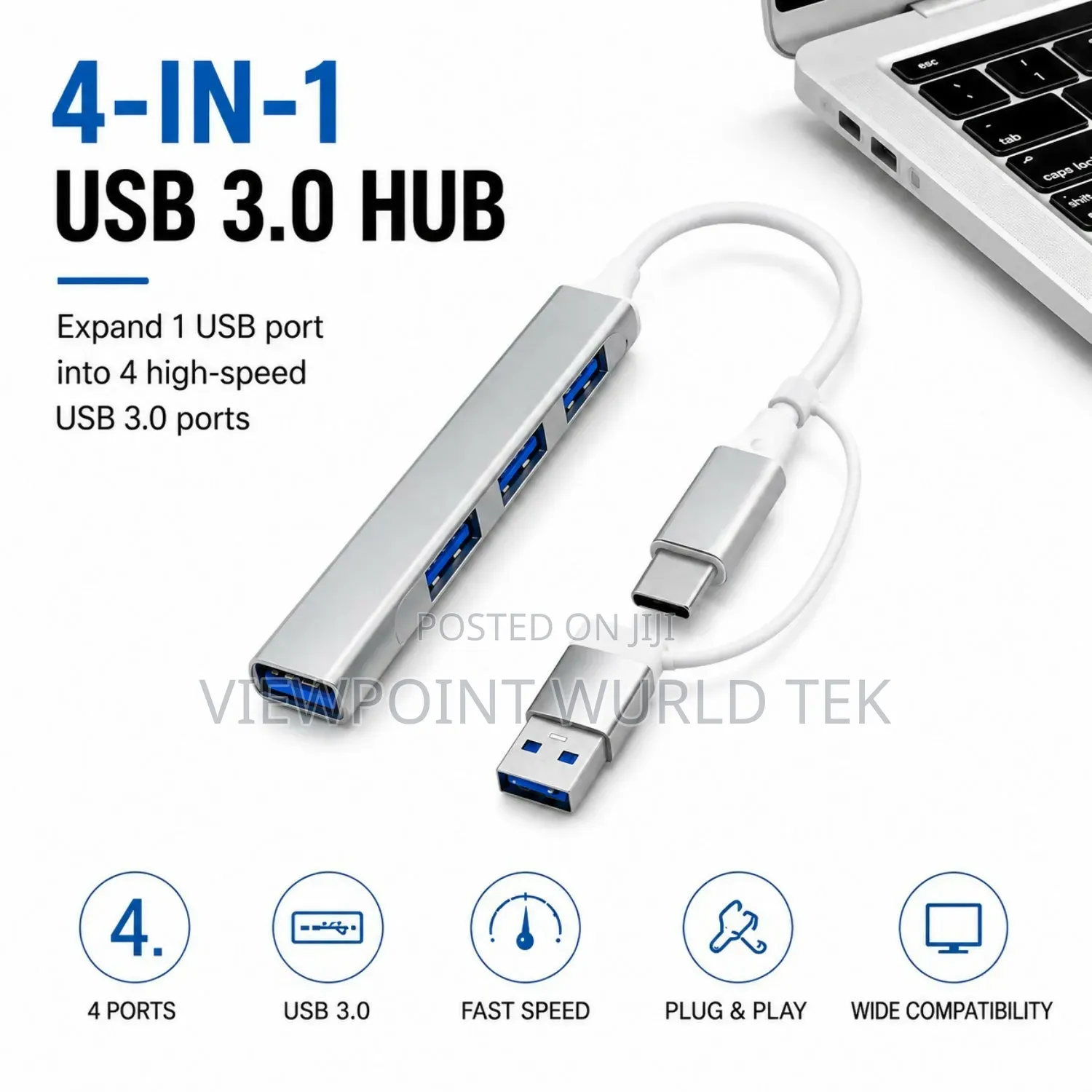 Generic 4-in-1 USB 3.0 Docking Station / Type-C Hub