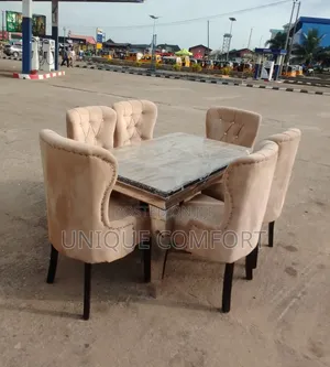 6 Seaters Marble Top Dining Table With Beautiful Sturdy Chairs